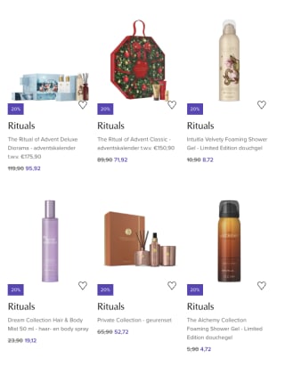 20% korting op alle RITUALS
