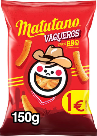 Matutano Vaqueros, Snack con sabor barbacoa, 150 gramos por 0,62€