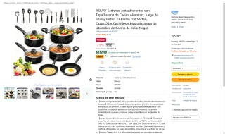 Set 23 Piezas Cocina Aluminio Antiadherente por $799 | Amazon