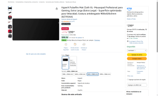 Mousepad HyperX Pulsefire Mat Cloth XL 900x420mm por $299 | Amazon