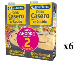 6 Packs de 2x1L de Gallina Blanca - Caldo Casero de Cocido 100% Natural por 17€