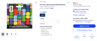 Pin FIFA Copa Mundial 2026 Multicolor por $51 | Coppel