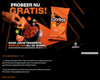 Gratis 2 zakken Doritos (2 x 170 g) na cashback