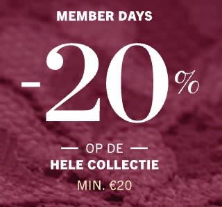 20% korting op alles bij besteding vanaf €20 voor Hunkemöller members