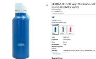 NERTHUS FIH 1410 Sport Thermosfles voor €6,69 bij Amazon