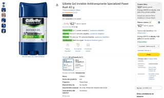 Desodorante Gillette Gel Invisible por $40 | Amazon