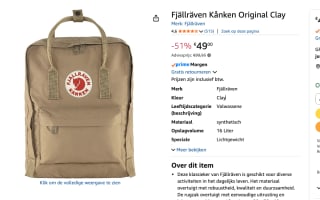 Fjällräven Kånken Unisex Rugzak voor €49 bij Amazon