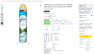 Glade Aerosol Aromatizante Paraíso Azul 400ml por $27 en Amazon