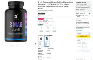 B Life Company 3 Mag Blend 220 Cápsulas por $256 | Amazon