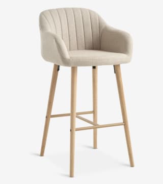Chaise de Bar Adslev - tissu beige/coloris chêne naturel à 65€