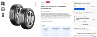 Llantas Continental UltraContact 91V 205/55 R16 por $2,699 | Oferta Walmart