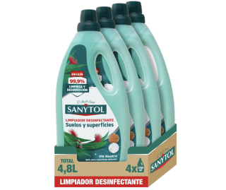 Desinfectante limpiahogar Sanytol pack de 4 unidades de 1.200 ml por 9,56€