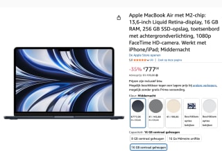 Apple MacBook Air 13″ 2022 M2 / 16GB / 1TB SSD voor €777 bij Amazon