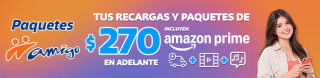 Amazon Prime con Paquetes Amigo Sin Límite desde $270 en Telcel