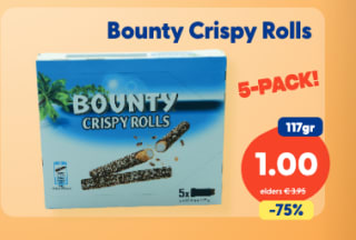 5 Pack Bounty - Crispy Rolls voor €1 bij Die Grenze