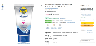 Protector Solar Banana Boat Advanced Protection FPS 50+ por $45 en Amazon