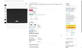 Lacoste Tarjetero Fitzgerald por $640 | Oferta Amazon