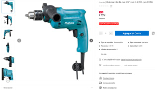 Rotomartillo Makita 16mm 5/8" 0-2,900 RPM 570W por $639 | Sodimac