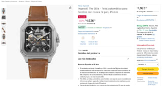Reloj Automático Ingersoll The Ollie 45mm por $4,926 en Amazon