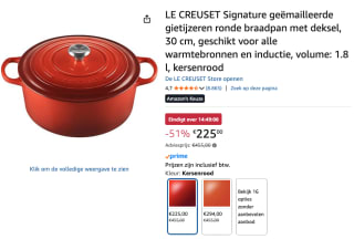 Le Creuset Lage braad-/ stoofpan 6,2L - 30cm voor €225 bij Amazon
