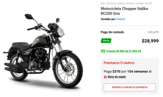 Motocicleta Chopper Italika RC200 Gris en $28,999