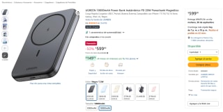UGREEN 10000mAh Power Bank Inalámbrico PD 20W por $599 en Amazon