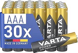 VARTA Pilas AAA, paquete de 30, Power on Demand, alcalinas, 1,5V por 10.18€