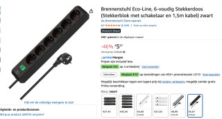 Brennenstuhl Eco-Line, 6-voudig Stekkerdoos voor €5,57 bij Amazon