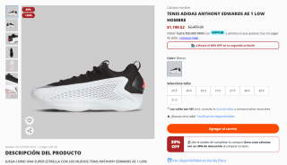 Tenis Adidas Anthony Edwards AE 1 Low Hombre por $1,200 | DPStreet