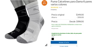 Calcetines Puma 6 pares por $199 | Oferta Costco