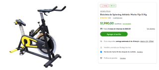 Bicicleta de Spinning Athletic Works Fija 13Kg por $1,790 | Bodega Aurrera