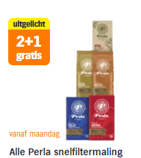 Alle Perla snelfiltermaling 2+1 gratis bij de AH