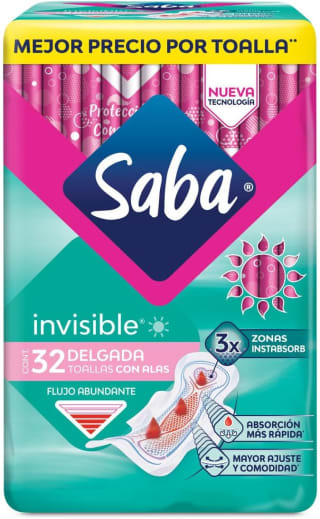 32 Pack Saba Toallas Femeninas Invisible Buenos Días con Alas por $32 | Amazon