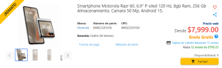Motorola Razr 60 256GB por $7,999 | Oferta Zegucom
