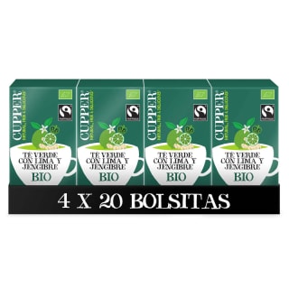 Cupper Té Verde Ecológico con Lima y Jengibre 4 x 20 bolsitas por 4.99€
