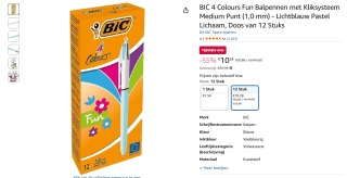 12 4-kleuren balpennen bij Amazon voor €10,28