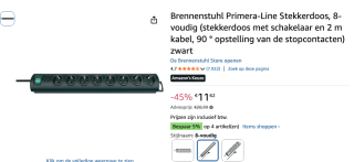 Brennenstuhl Primera-Line Stekkerdoos, 8-voudig voor €11,62 bij Amazon