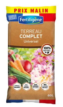 Terreau complet Fertiligene 100 % naturel à 6,95€