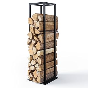VOUNOT Soporte Madera Vertical Metal 33 x 33 x 112 cm, Leñero por 19.10€