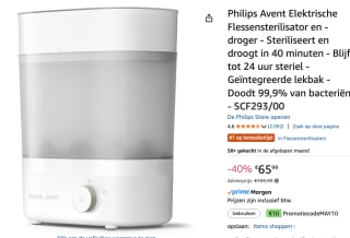 Philips Avent Elektrische Flessensterilisator en -droger voor €55,99