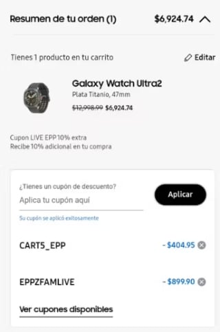 Samsung Galaxy Watch Ultra 2 por $6,558 en Samsung