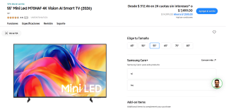 Smart TV Samsung 55" Mini LED 4K por $5,177