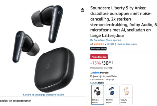 Soundcore Liberty 5 Zwart voor €56,52 met Amazon prime
