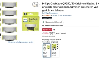 Philips OneBlade QP250/50 voor €37,99 bij Amazon