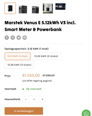 Marstek Venus E 5.12kWh V3 incl. Smart Meter & Powerbank voor 1359 euro
