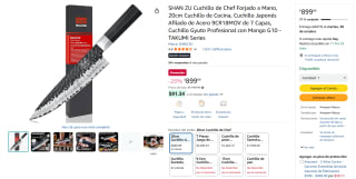 SHAN ZU Cuchillo 20cm Acero 9CR18MOV $900 | Oferta Amazon
