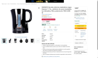 Hervidor Eléctrico Daewoo 1.7L Negro por $289 | Amazon