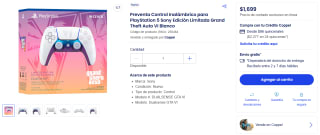Control Inalámbrico DualSense Edición Limitada GTA VI por $1,699 en Coppel