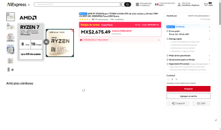 Procesador AMD Ryzen 7 5700X 8N 16H por $2,262 | AliExpress