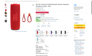 Bocina JBL Flip 7 Portátil Bluetooth por $1,318 | Oferta Amazon